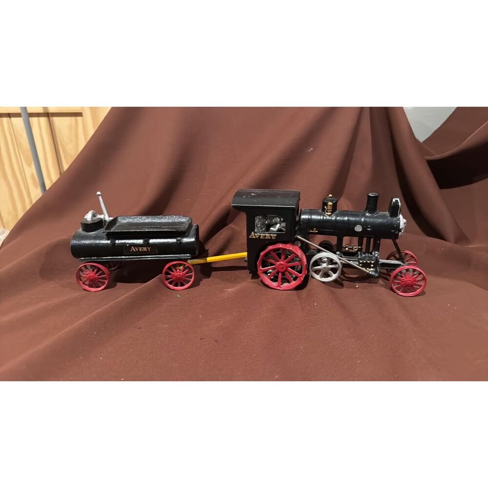 Vintage Avery Case Cast Iron Toy Stream Tractor with Water Wagon  Bank